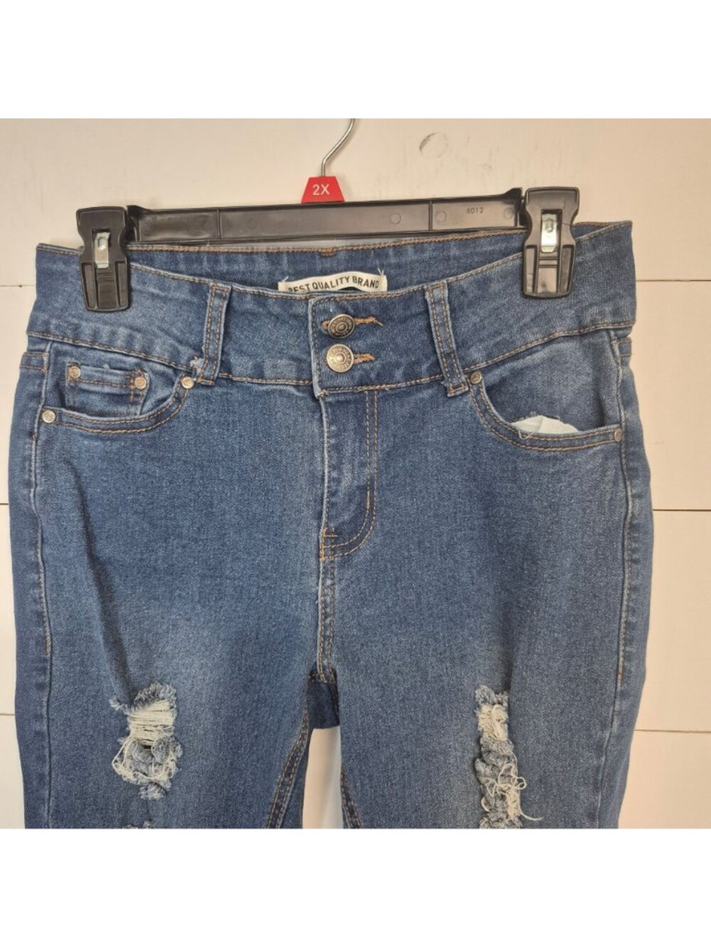 Best Quality Brand Distressed Skinny Fit Mid-Rise Blue Denim Jeans Size 9/M - Picture 3 of 8